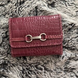 Nine West Wine Croc-Embossed Women’s Wallet with Silver Accent